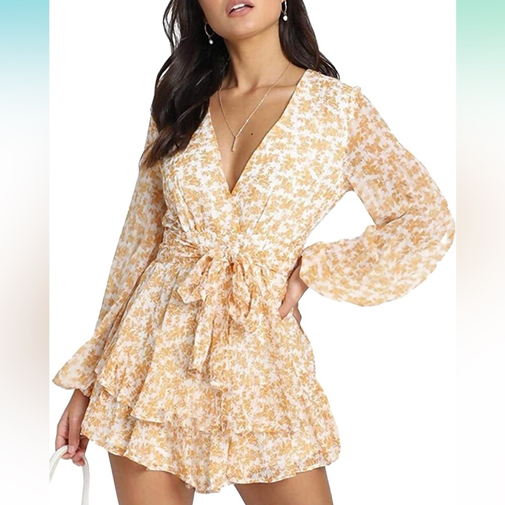 Yellow floral fitted Romper